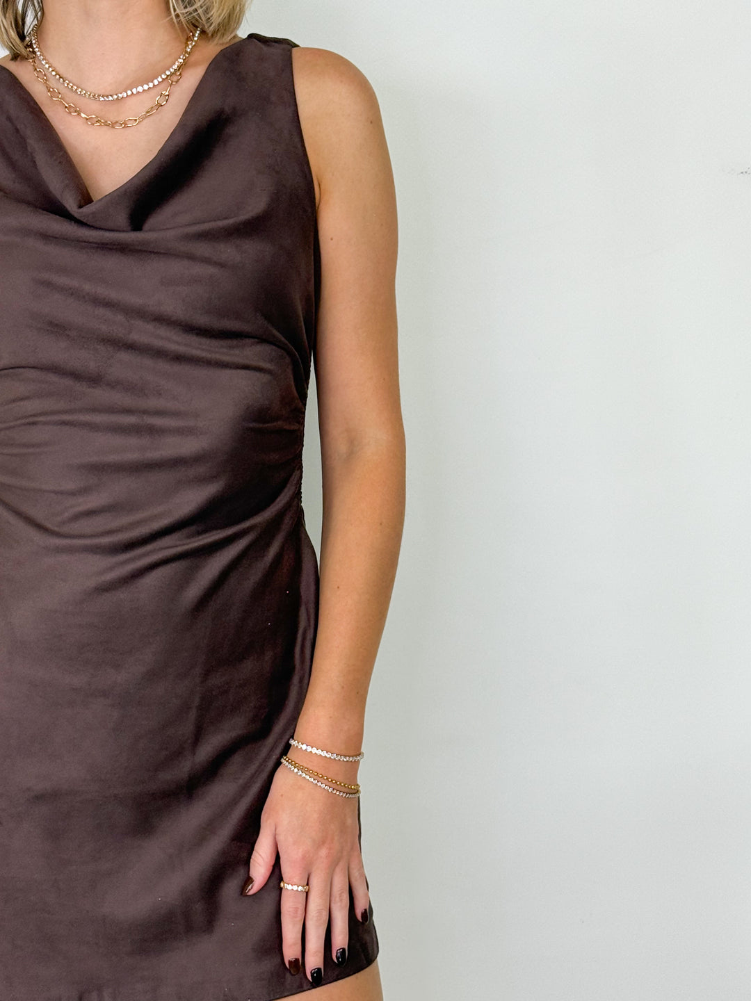 Vanessa - Brown Suede Mini Dress