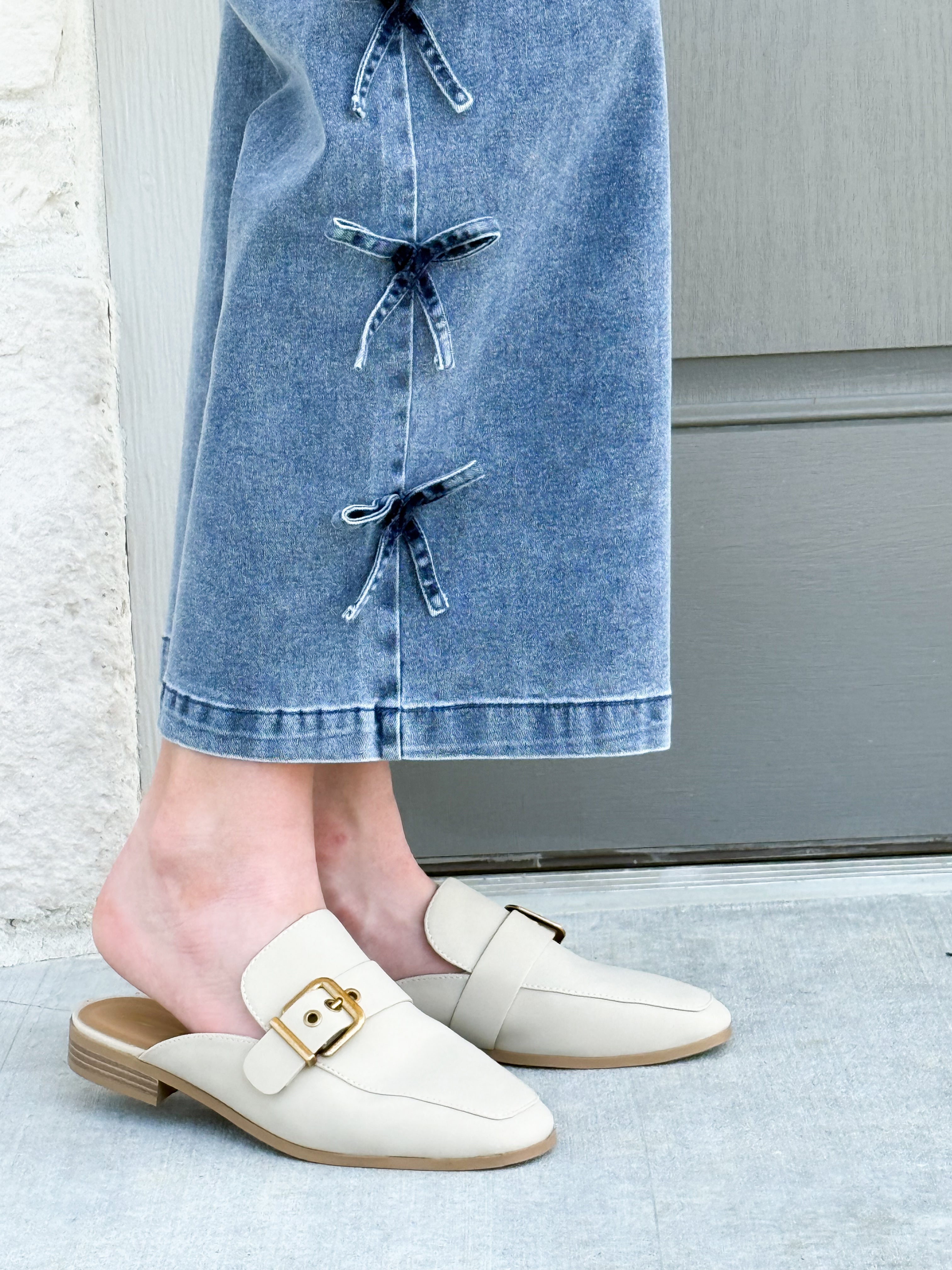 Lexi - Bow Detail Wide Leg Cropped Denim