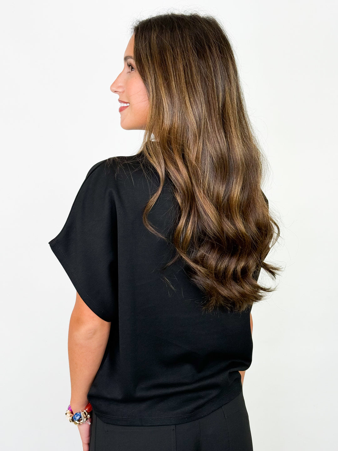 Taylor - Black Mock Neck Batwing Top