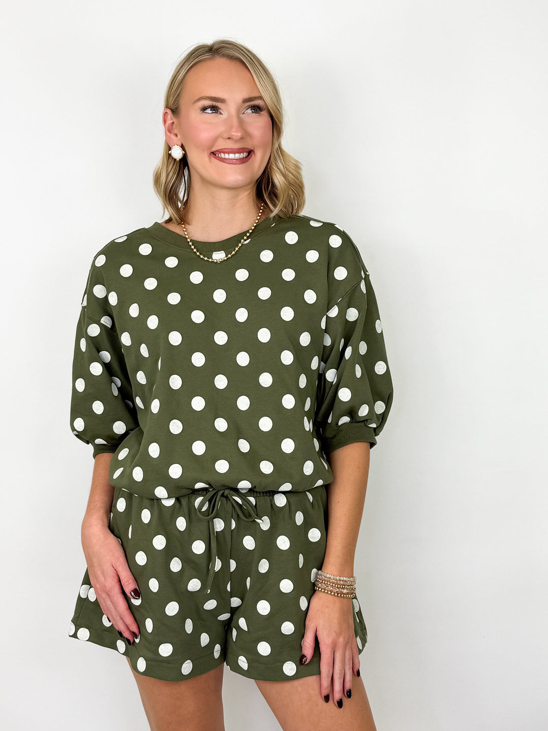 Ember - Polka Dot Short Set (Olive)