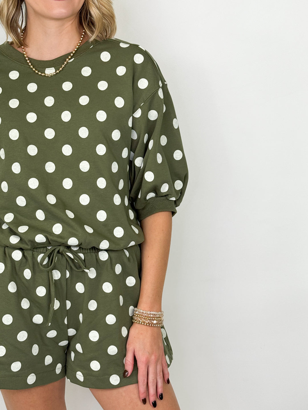 Ember - Polka Dot Short Set (Olive)