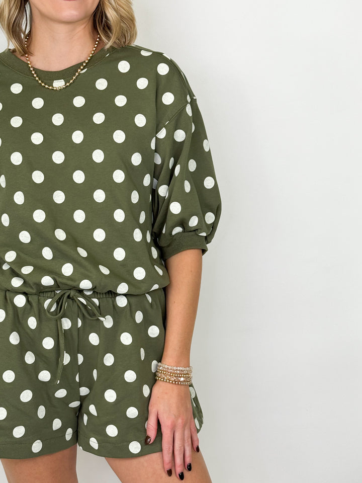 Ember - Polka Dot Short Set (Olive)