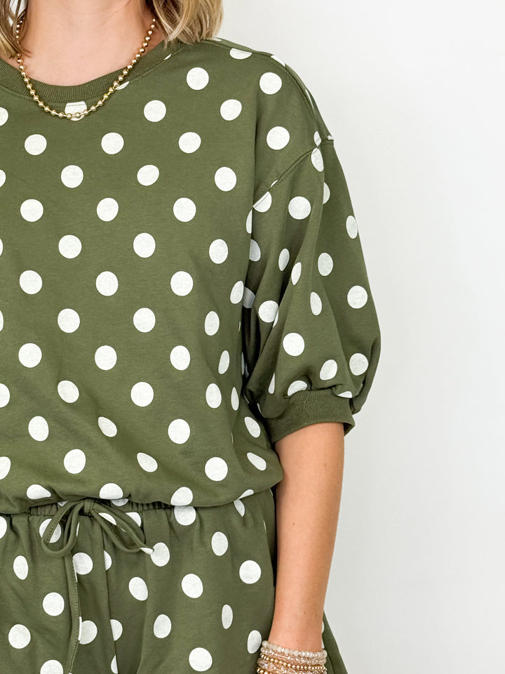Ember - Polka Dot Short Set (Olive)