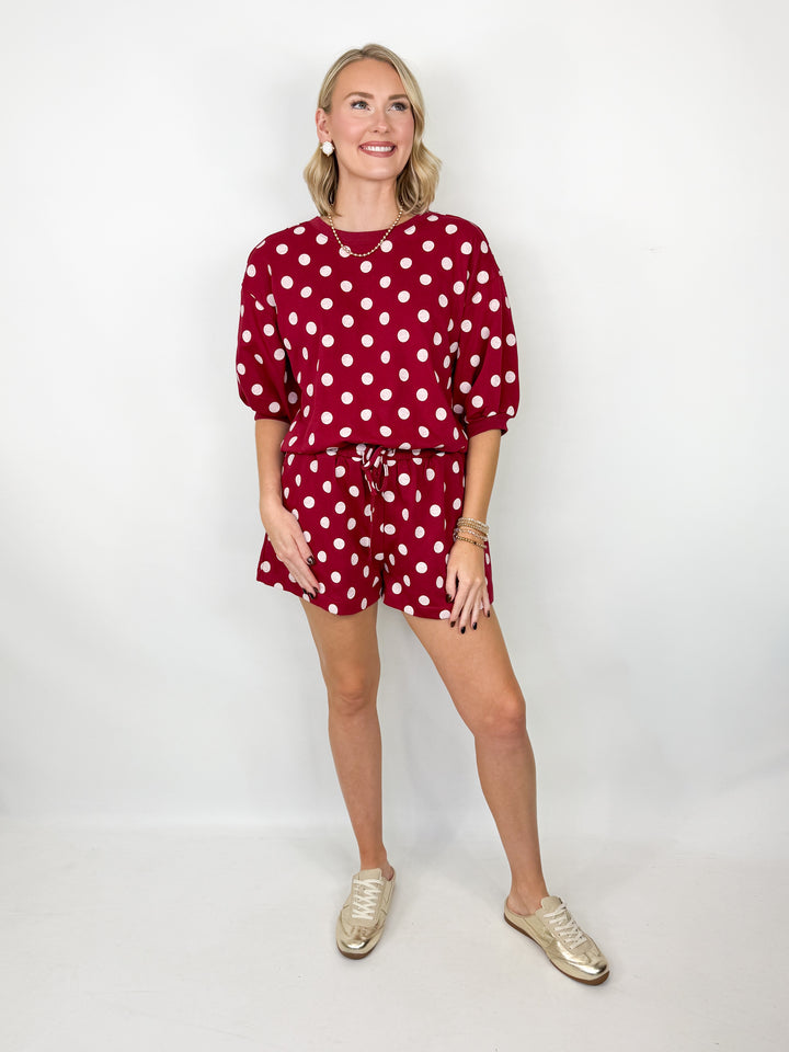 Ember - Polka Dot Short Set (Maroon)