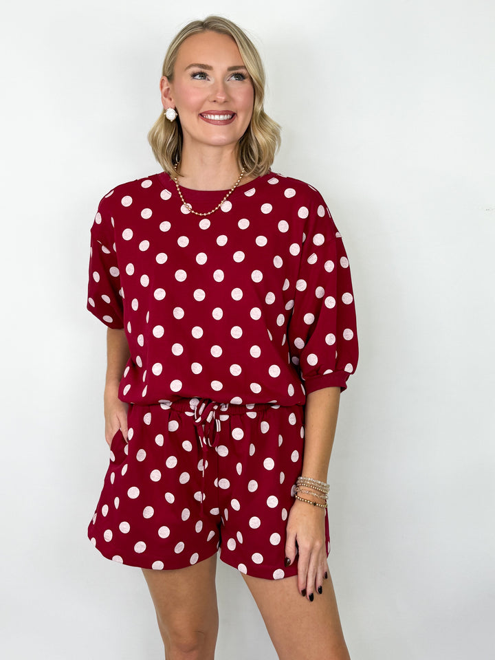 Ember - Polka Dot Short Set (Maroon)