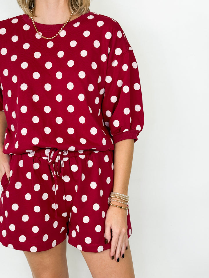 Ember - Polka Dot Short Set (Maroon)