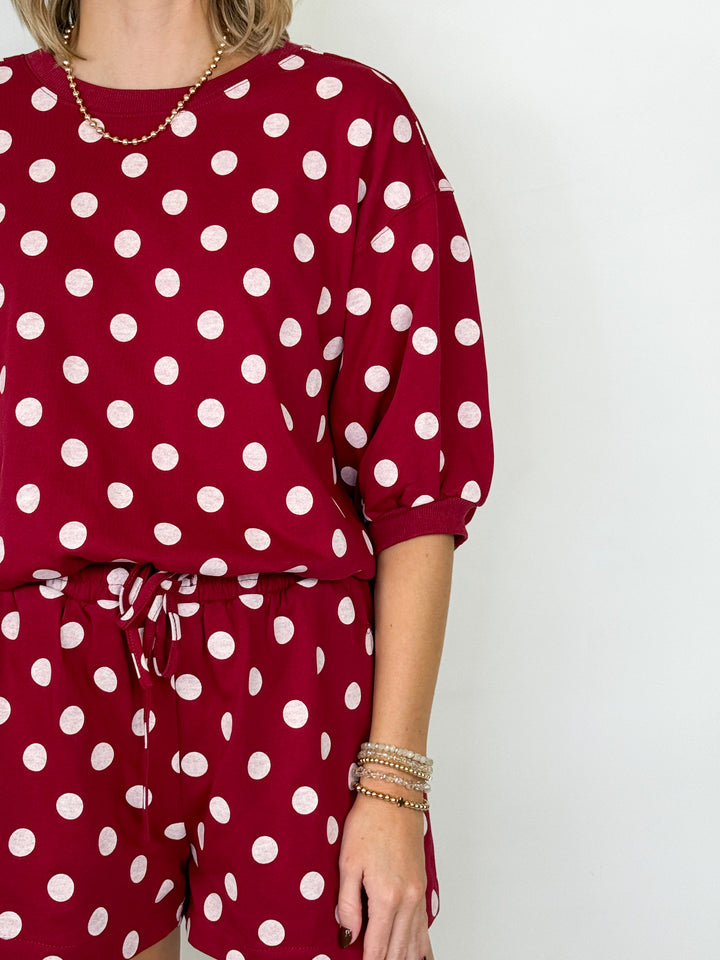 Ember - Polka Dot Short Set (Maroon)