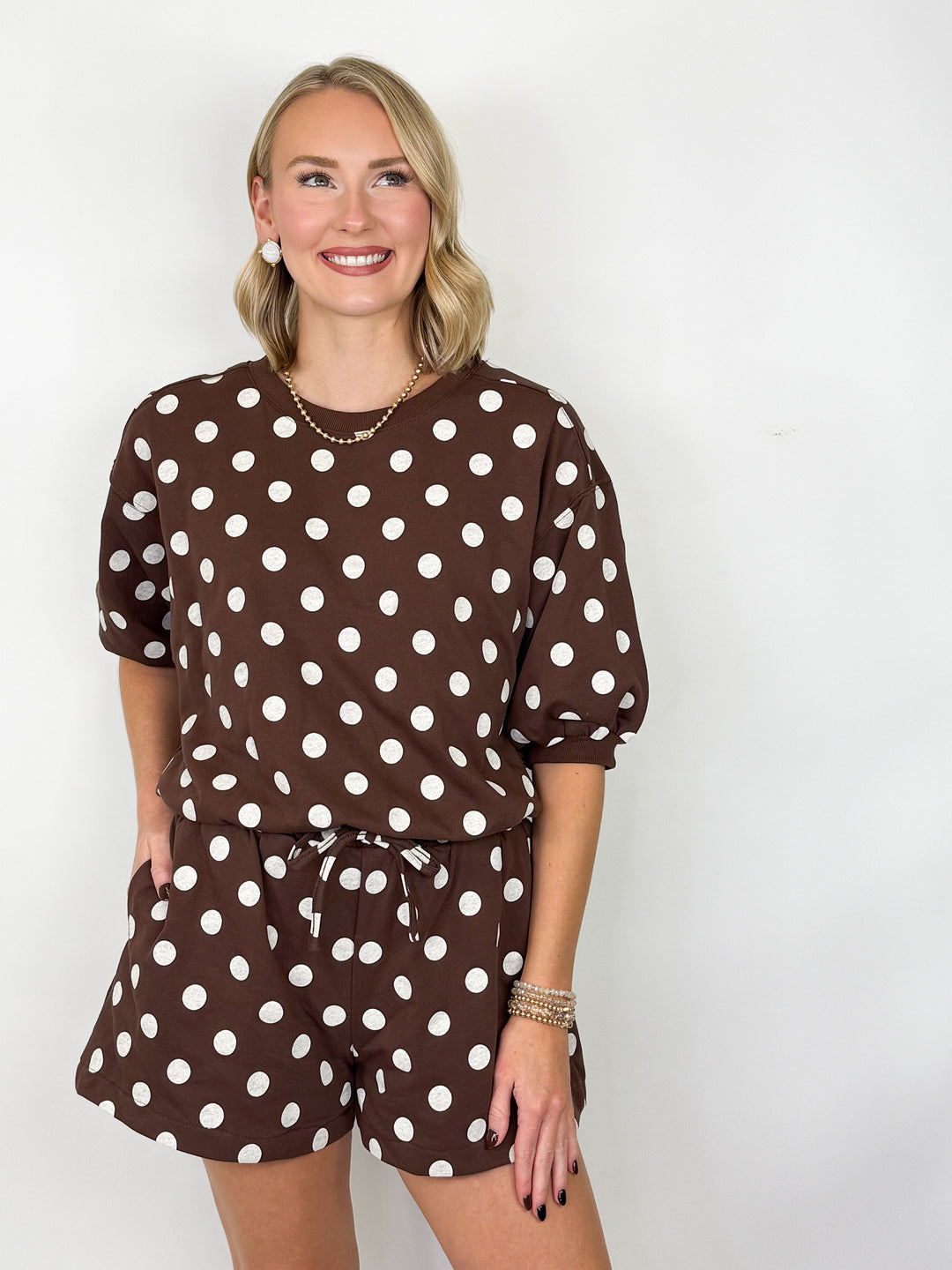 Ember - Polka Dot Short Set (Brown)