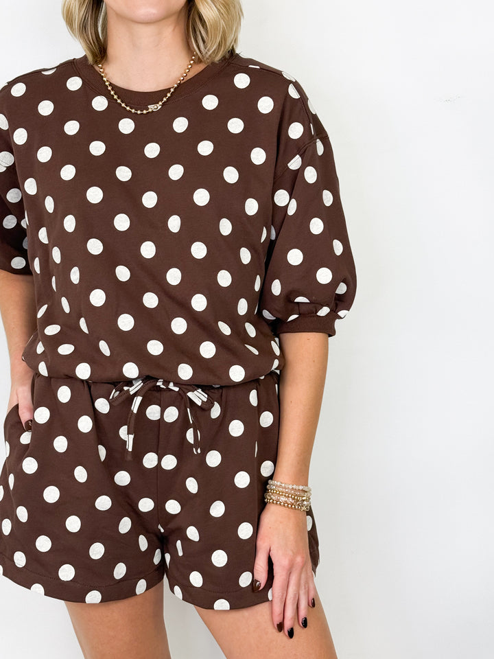 Ember - Polka Dot Short Set (Brown)