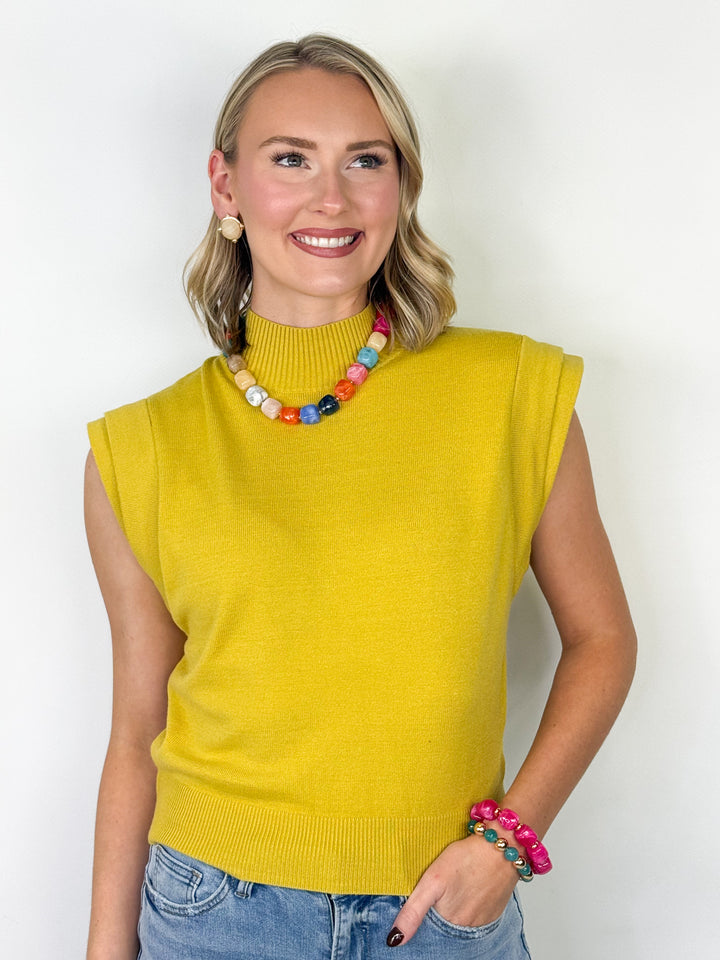 Vivian - Double Cap Sleeve Sweater (Chartreuse)