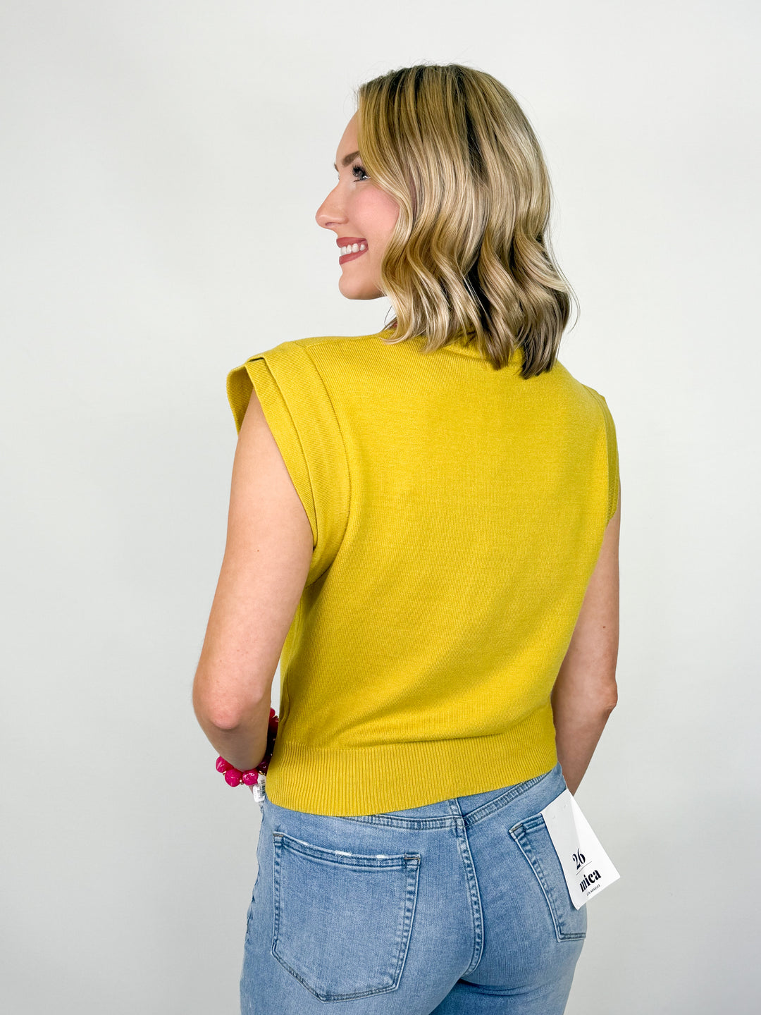 Vivian - Double Cap Sleeve Sweater (Chartreuse)