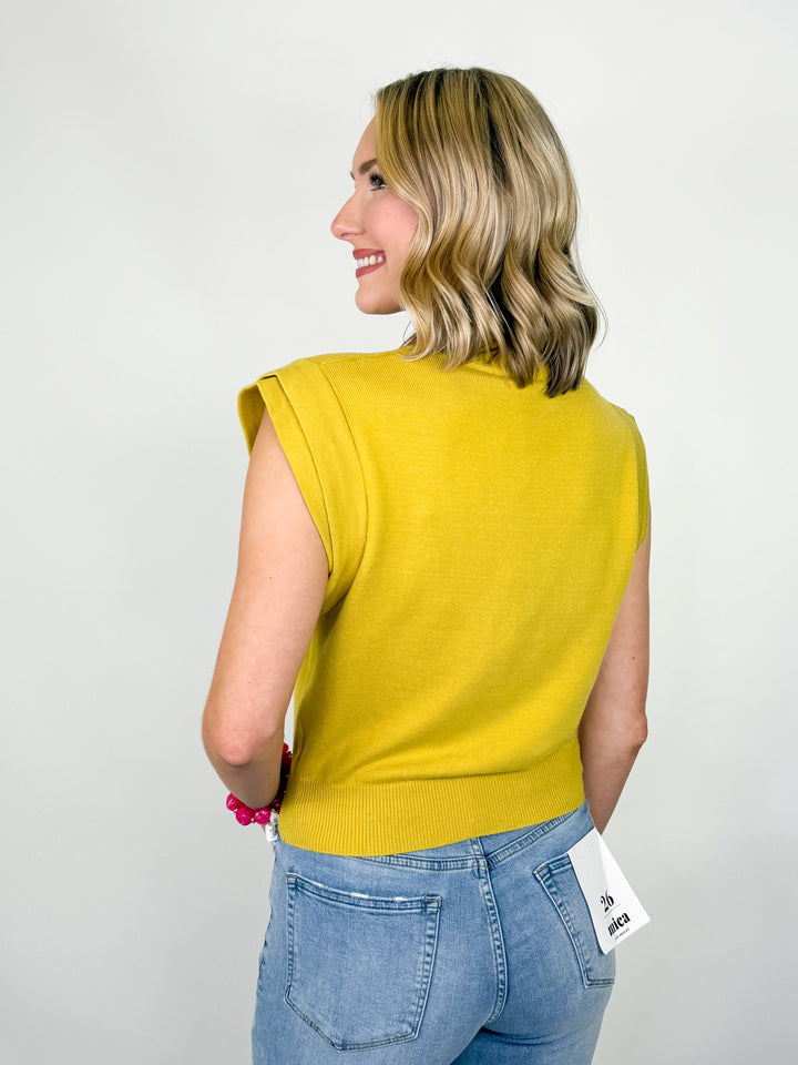 Vivian - Double Cap Sleeve Sweater (Chartreuse)