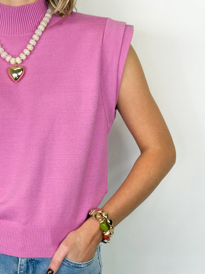 Vivian - Double Cap Sleeve Sweater (Lilac)