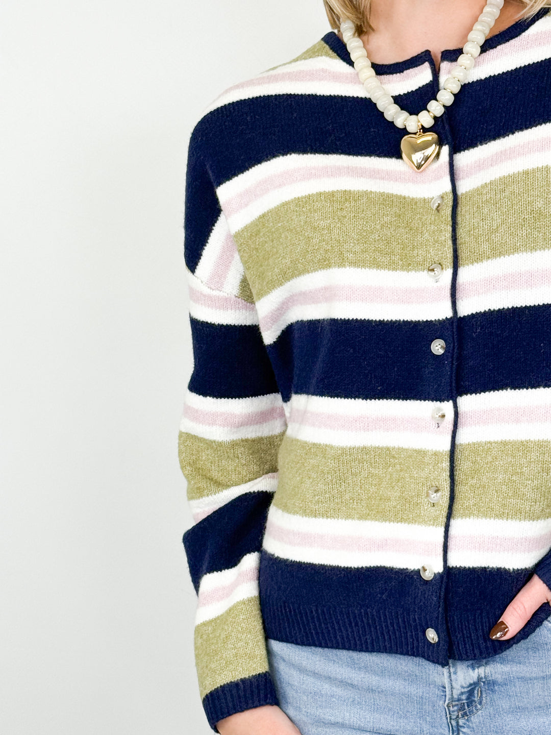 Nora - Striped Cardigan (Navy)