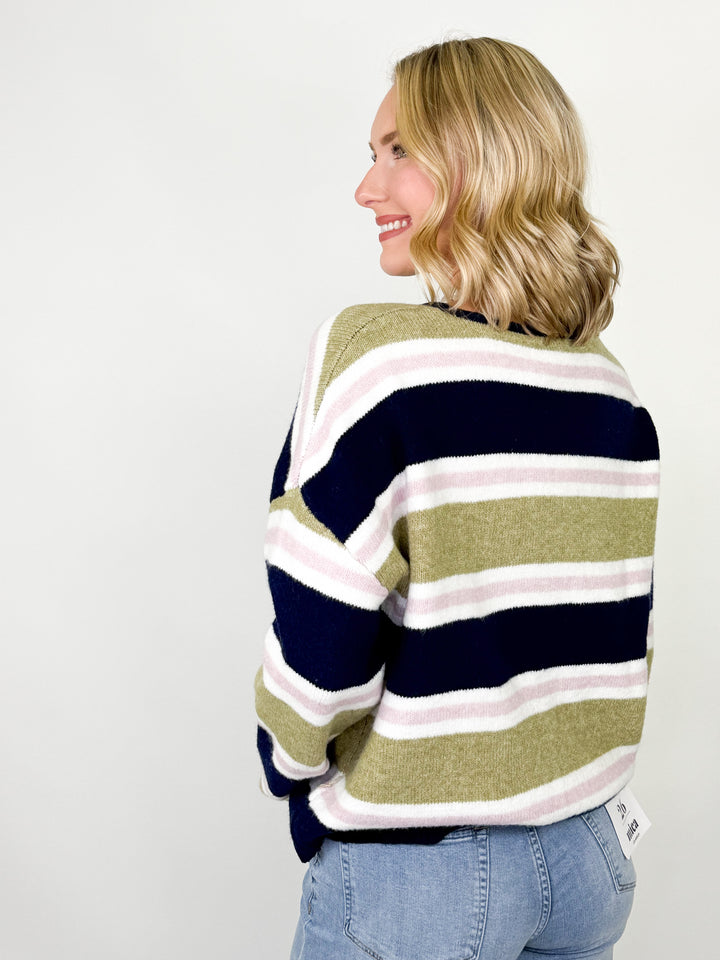 Nora - Striped Cardigan (Navy)
