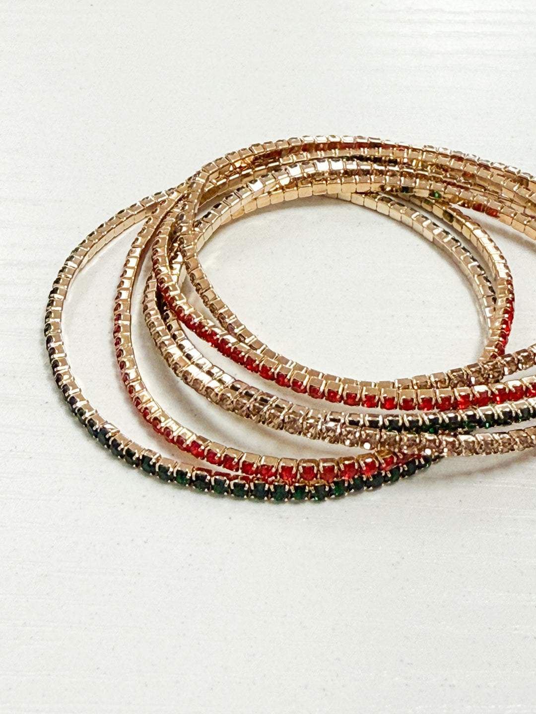 Christmas Rhinestone Elasticized Bracelet Set of 6