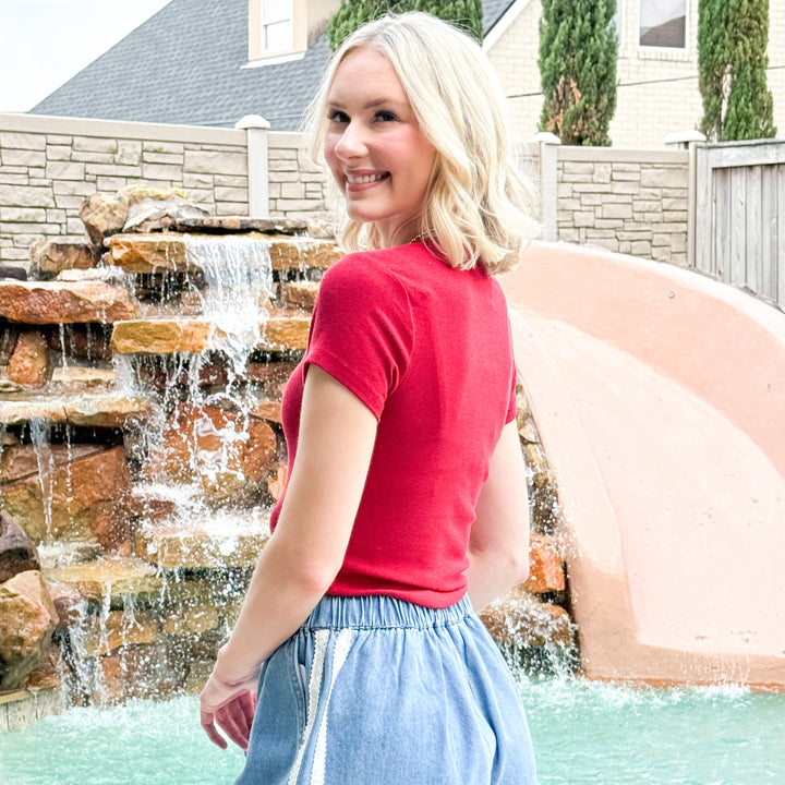 Shannon - Red Short Sleeve American Flag Tee