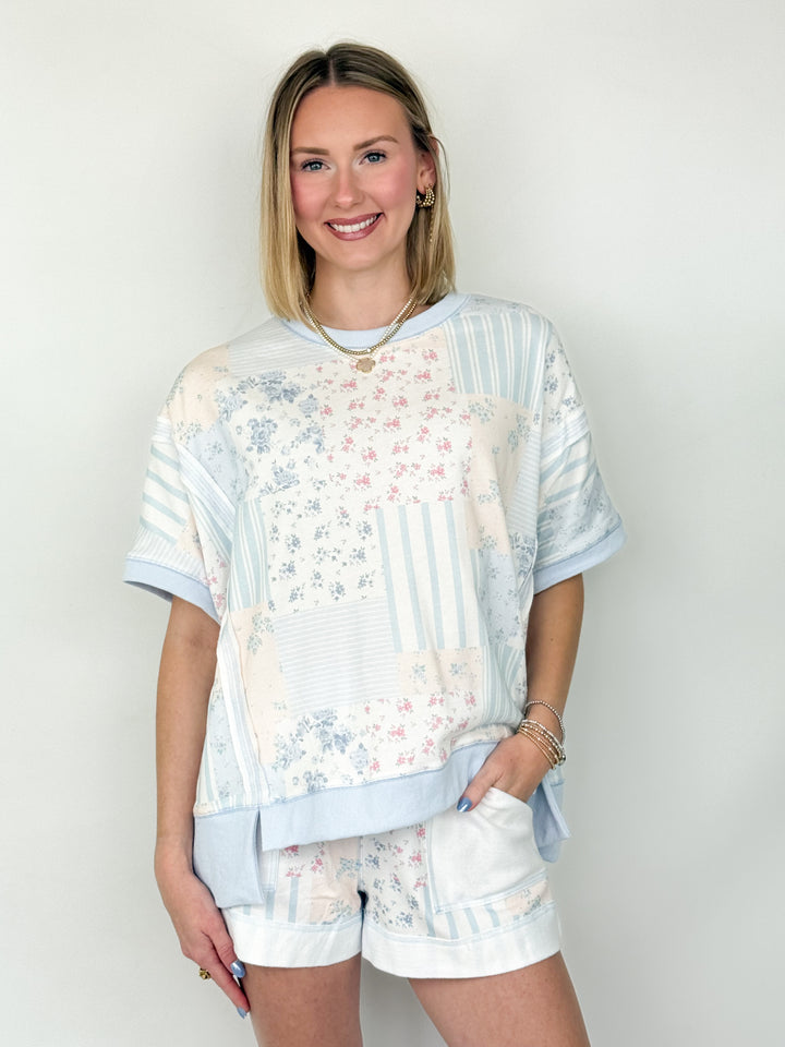 Patti - Floral Patchwork French Terry Short Set