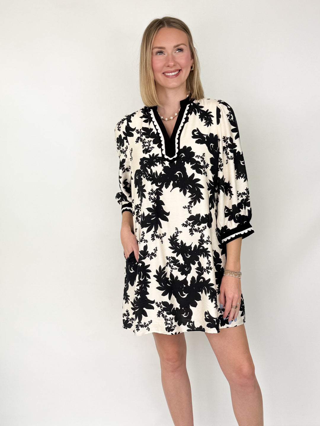 Sophia - Black Floral Dress