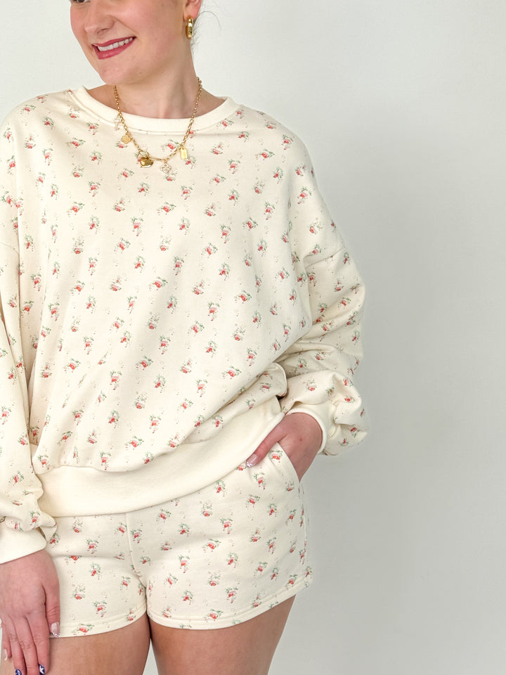 Mary Beth - Beige Floral Short Set