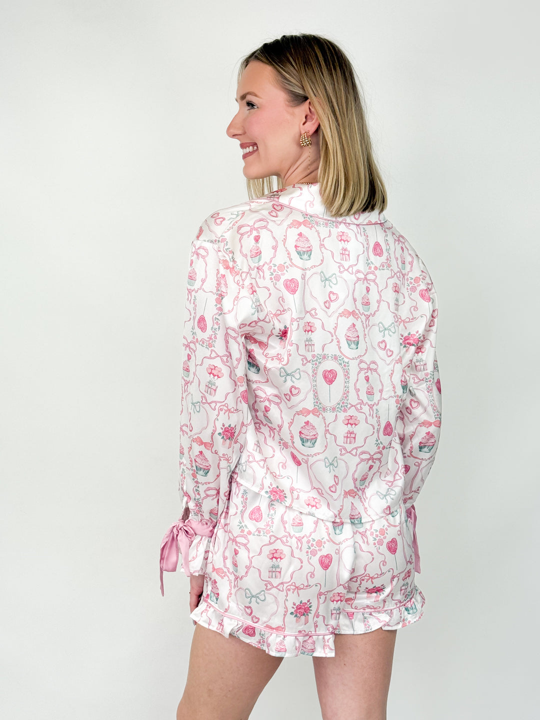 Priscilla - Cupcake Candy Ruffle Satin Pajama Set