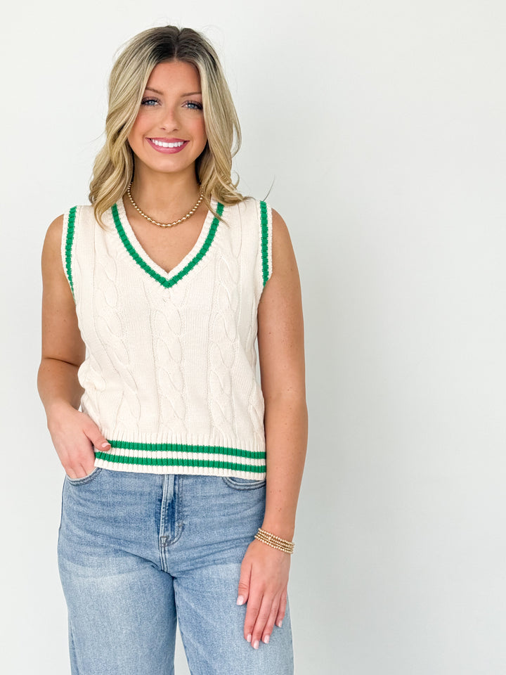 Emily - Ivory V-Neck Knit Vest