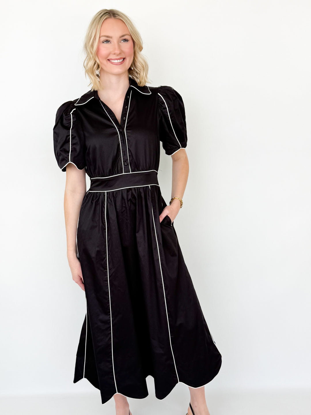 Branda - Scalloped Edge Midi Dress