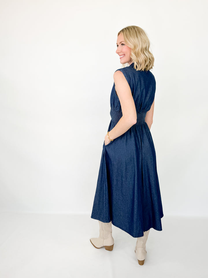 Darcy - Sleeveless Denim Midi Dress