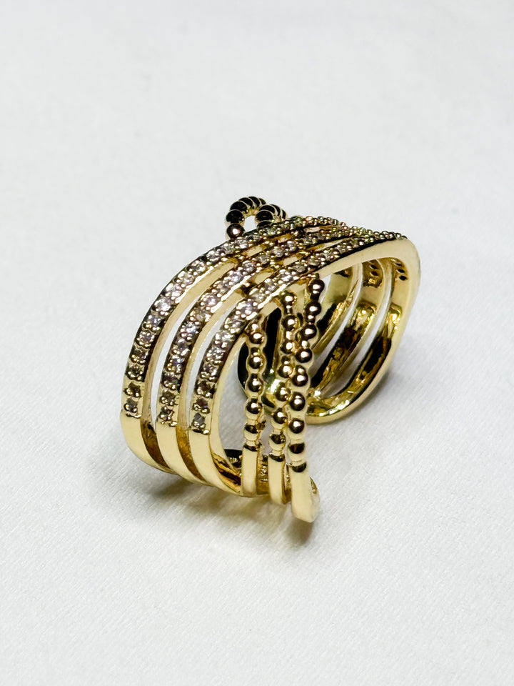 Aven - Adjustable Rhinestone & Beaded Ring