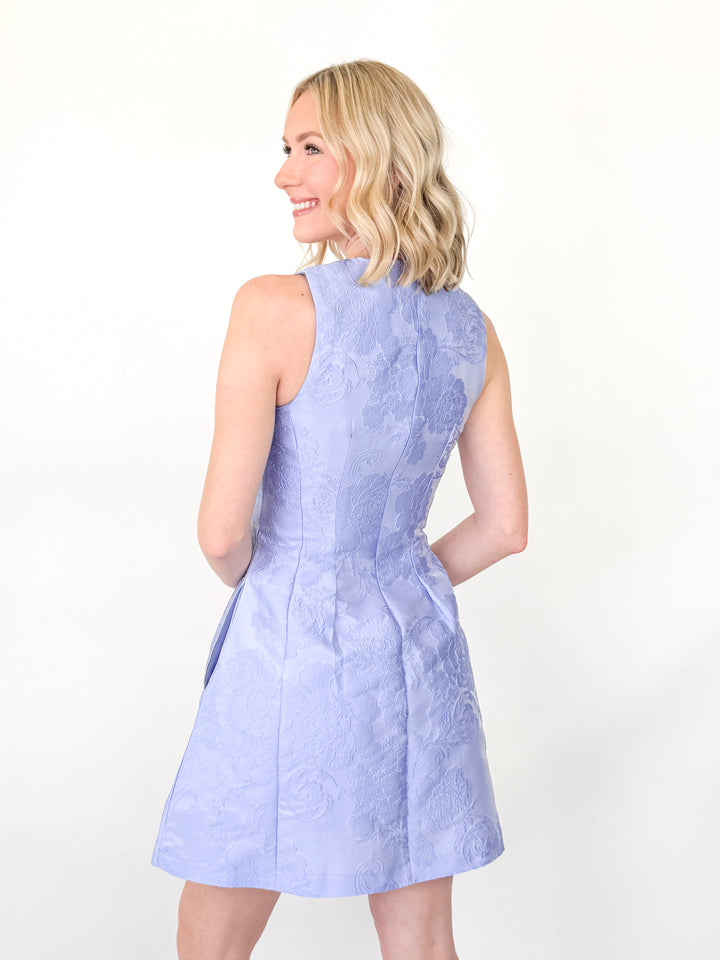 Jill - Floral Jacquard Sleeveless Dress (Periwinkle)