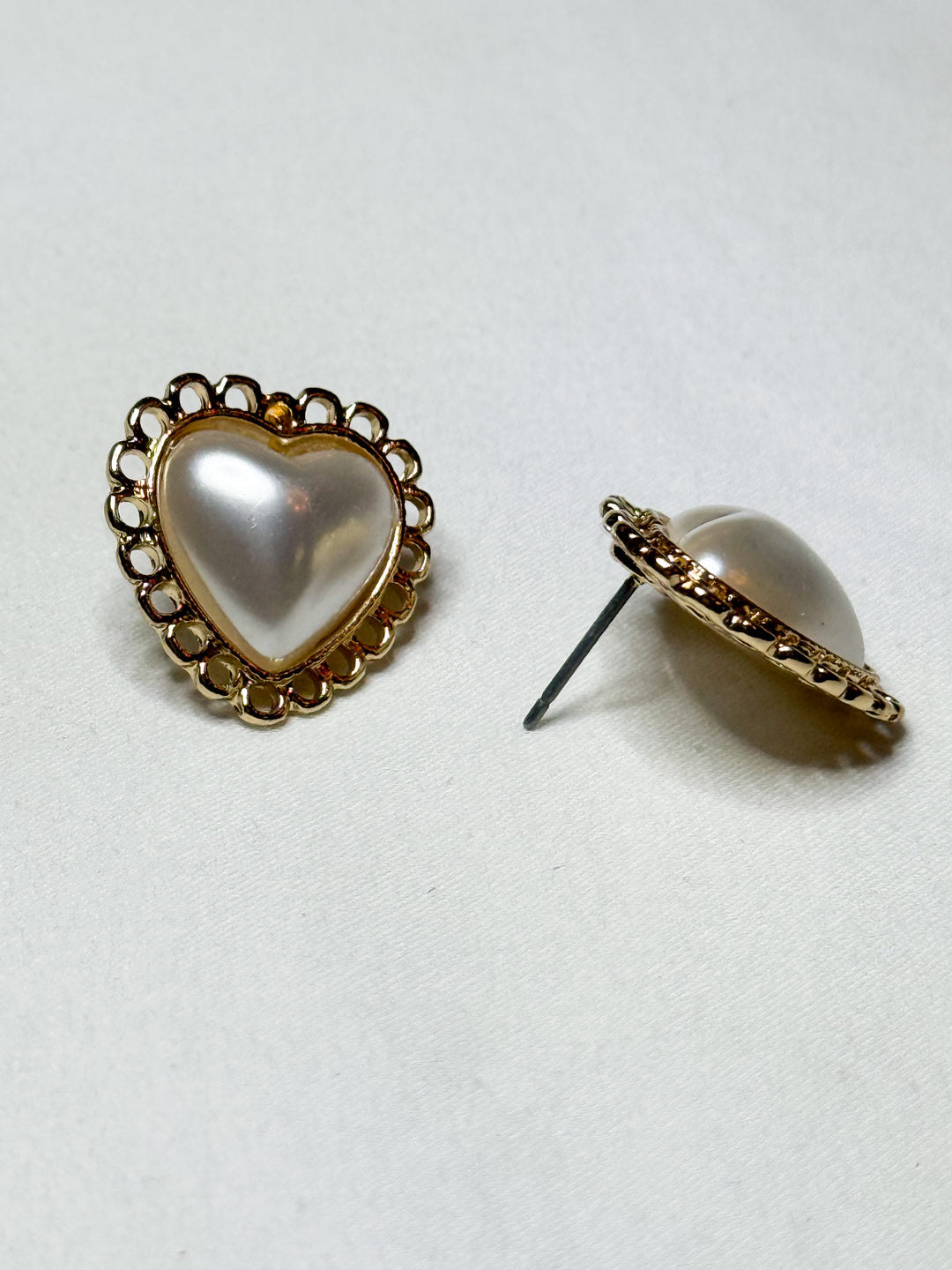 Pearl Heart Stud Earrings