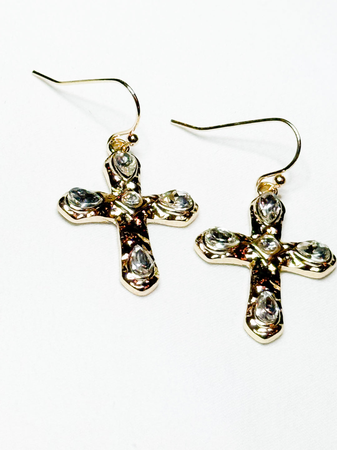 Dangle Cross Rhinestone Earrings