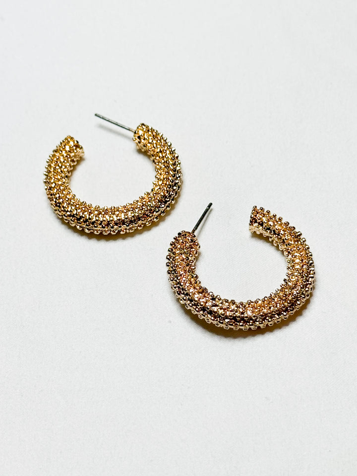 Gold Textured Hoop Earrings