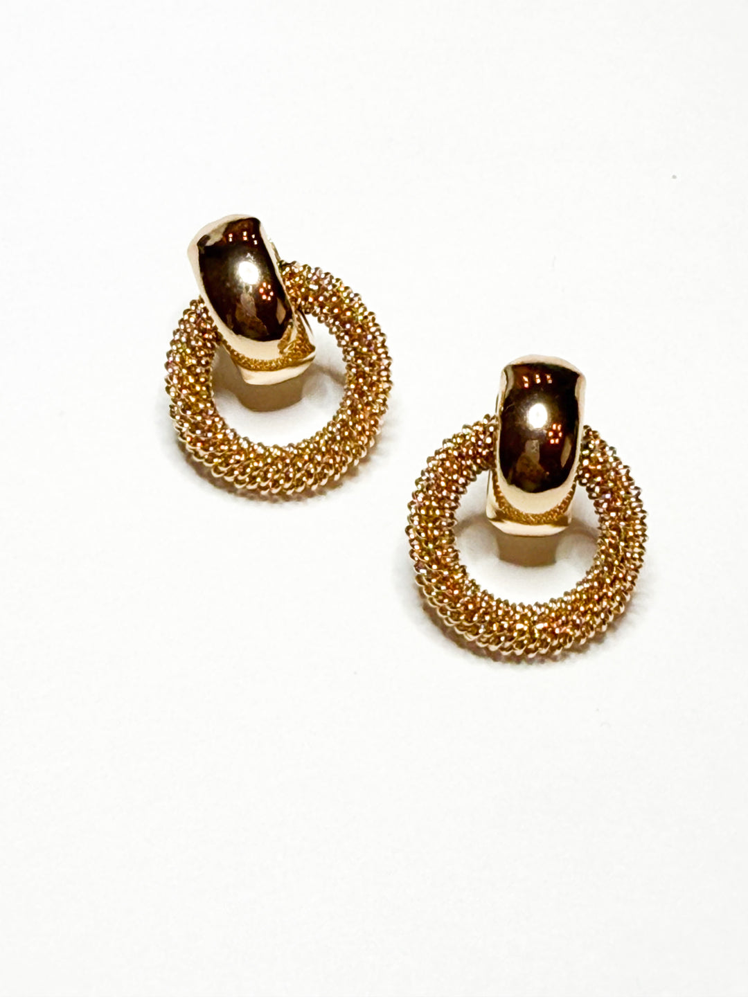 Rae - Gold Mesh Door Knocker Earrings