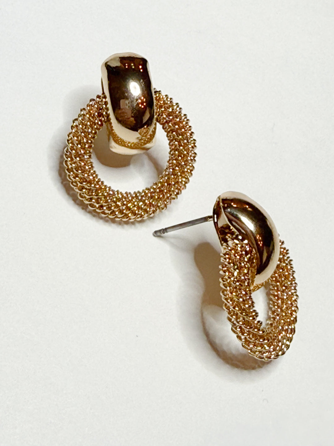 Rae - Gold Mesh Door Knocker Earrings
