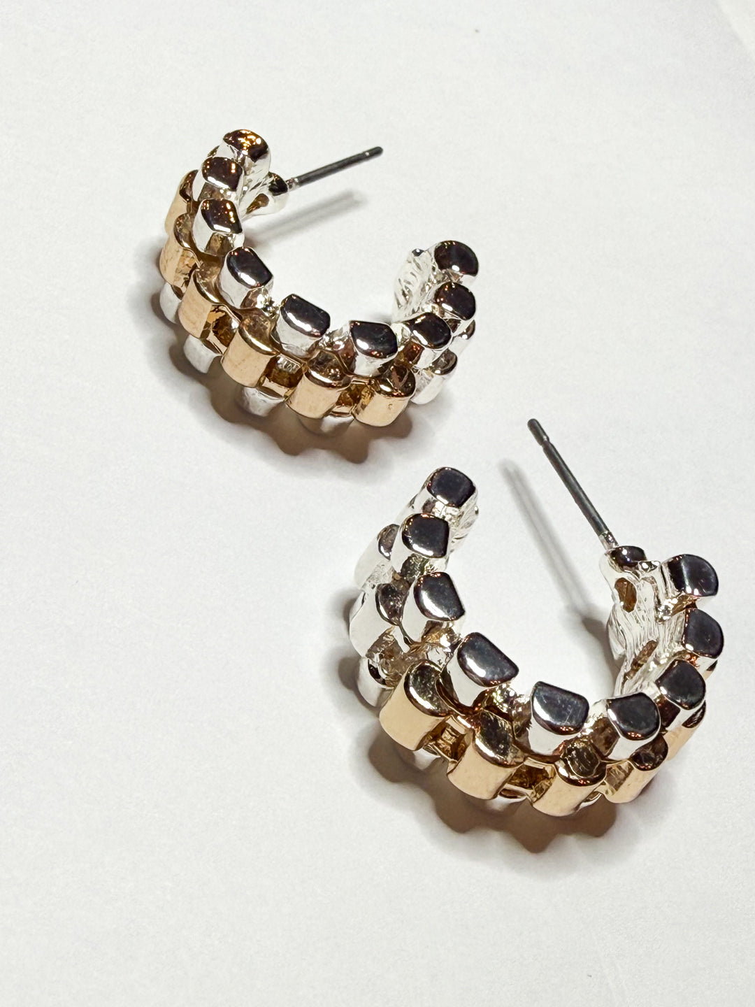 Cora - Two Tone Watch Band Hoops
