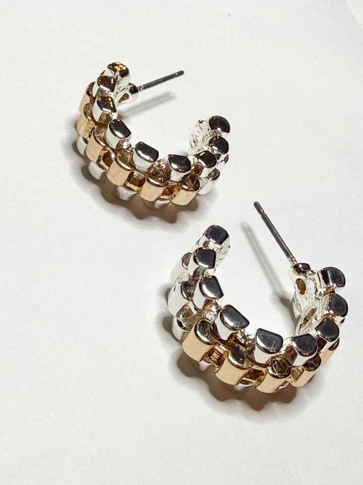 Cora - Two Tone Watch Band Hoops