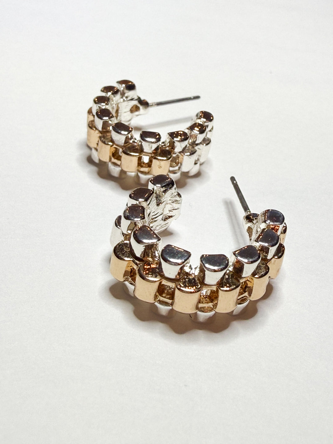 Cora - Two Tone Watch Band Hoops