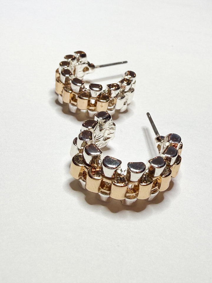 Cora - Two Tone Watch Band Hoops