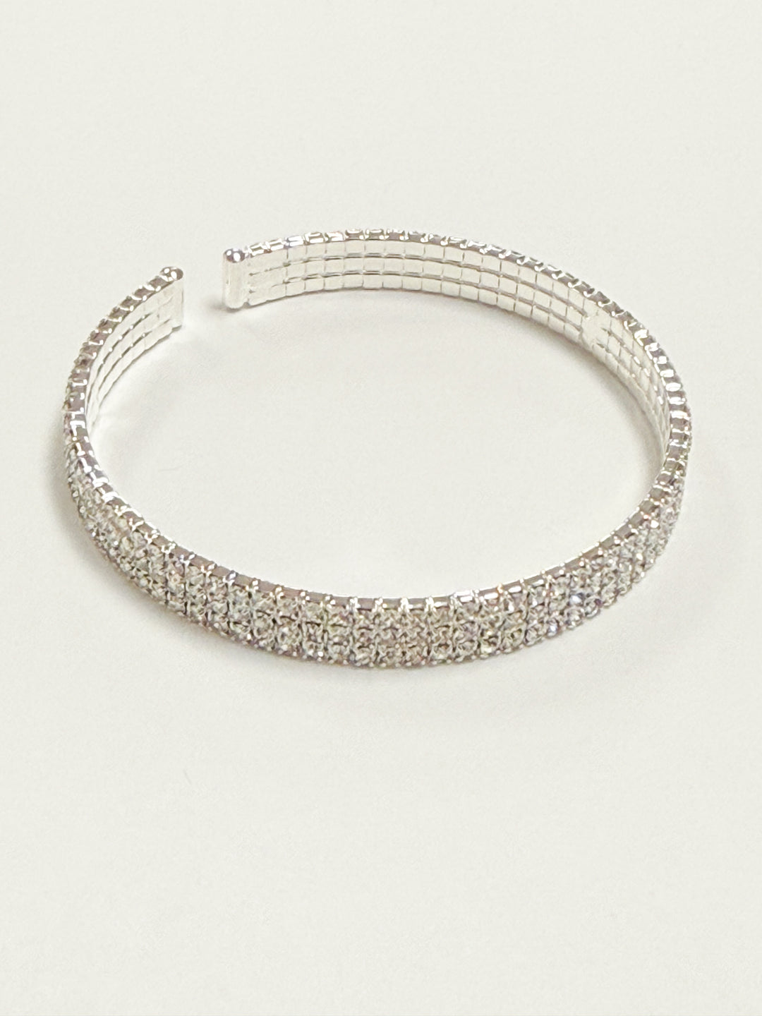Rina - Silver Rhinestone Stretch Cuff