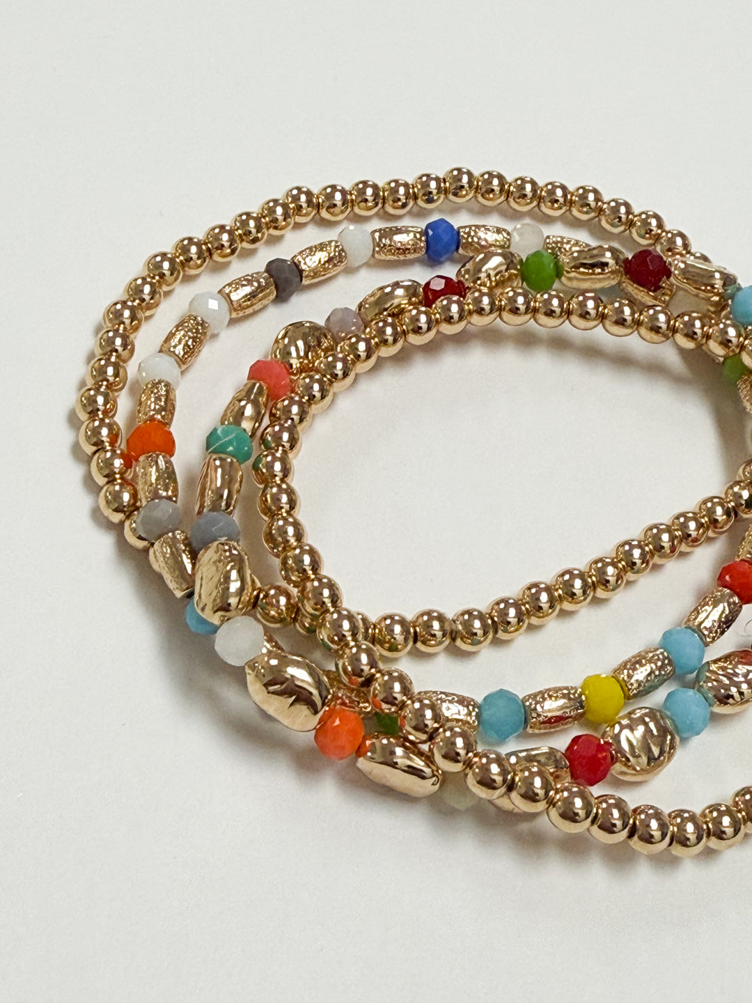 Karter - Gold + Multi Beaded Bracelet Set of 4 (Bright)