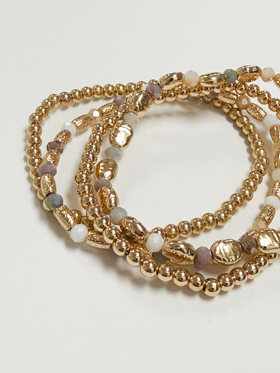 Karter - Gold + Multi Beaded Bracelet Set of 4 (Neutral)