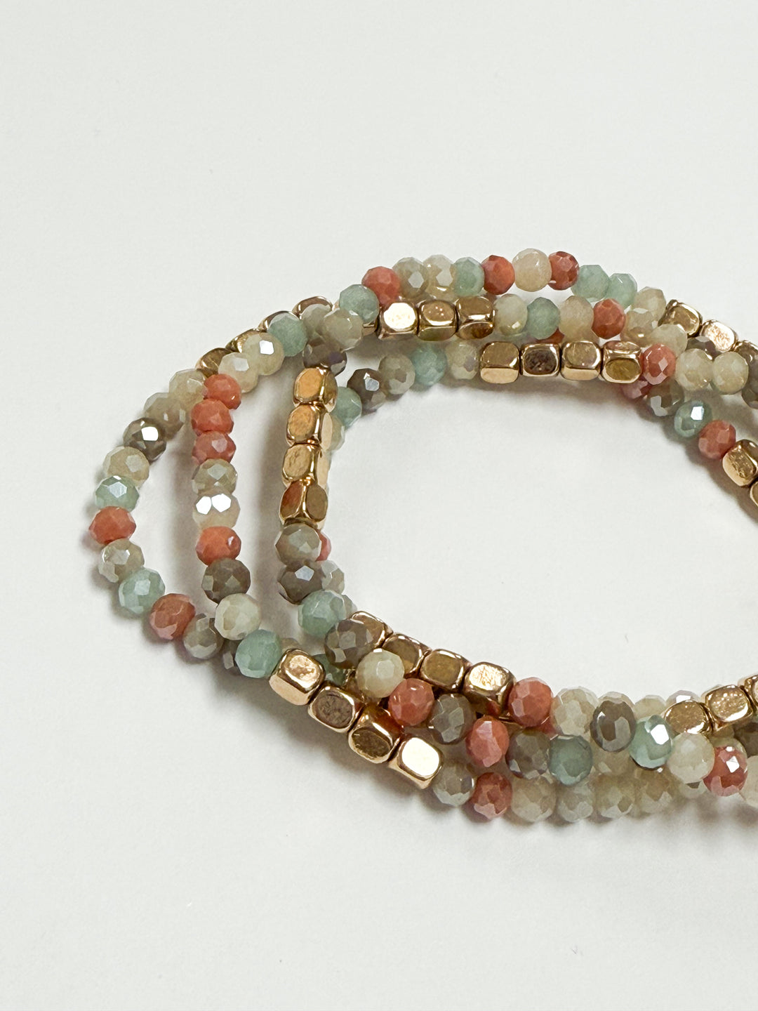 Celina - Gold + Muted Multi Beaded Bracelet Set of 4
