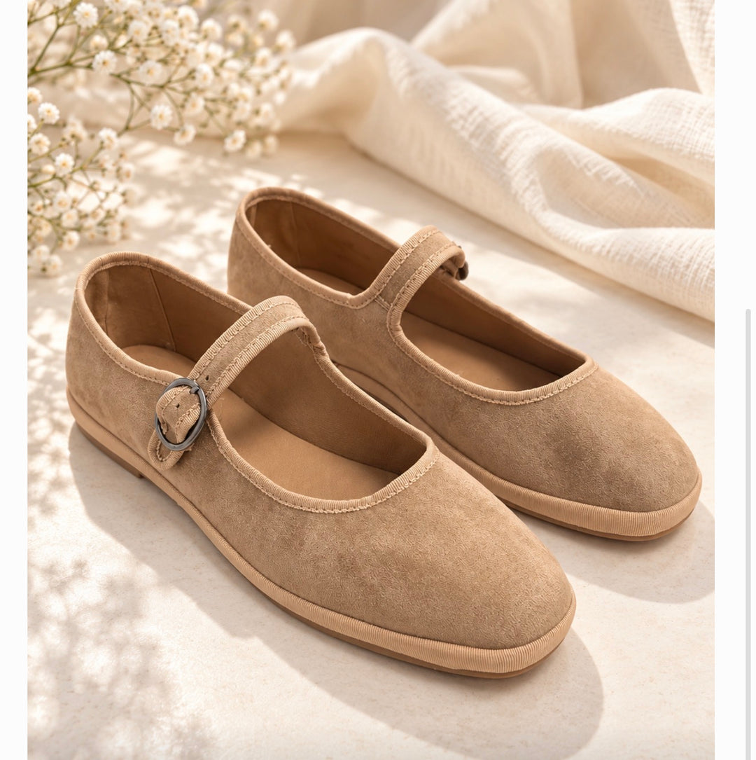 Miluna - Suede Mary Janes (Taupe)