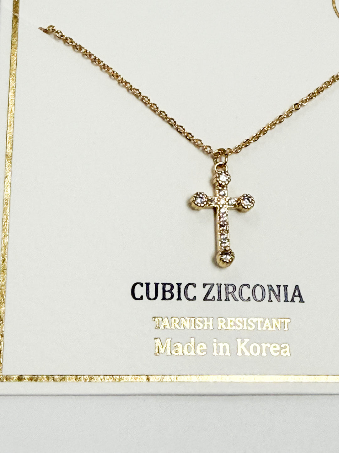 Eden - Dainty Gold Rhinestone Cross Necklace