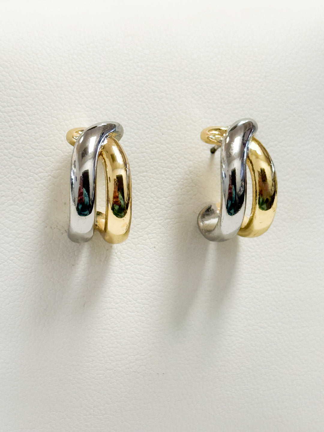 Daphne - Two Toned Crossed Hoop Earrings