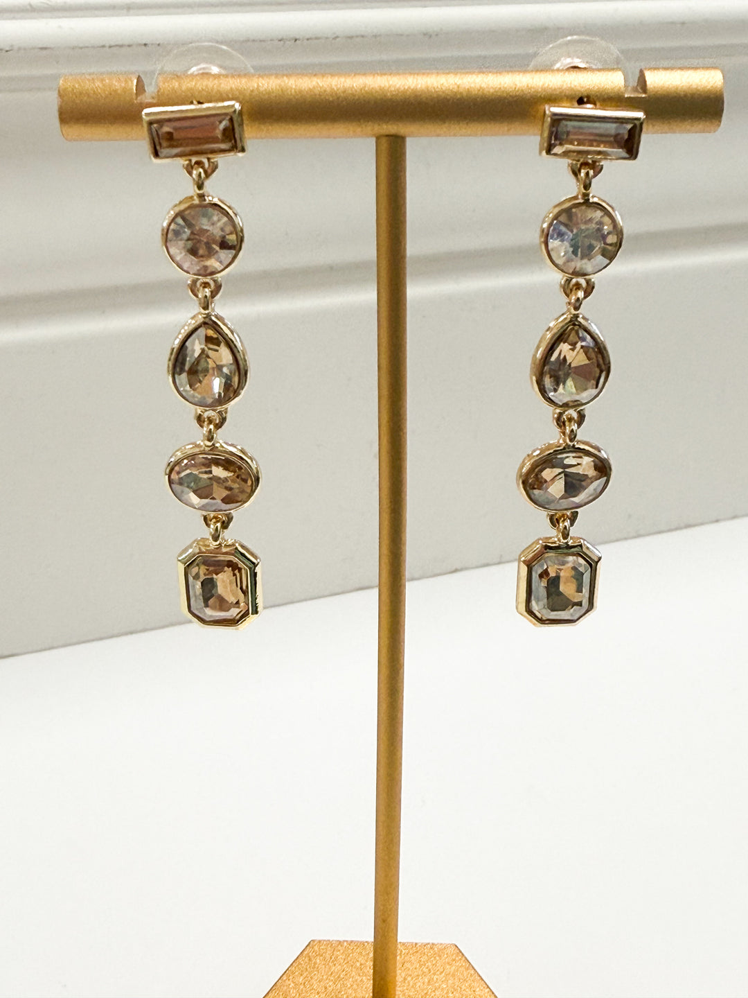 Hazel - Topaz Rhinestone Drop Earrings
