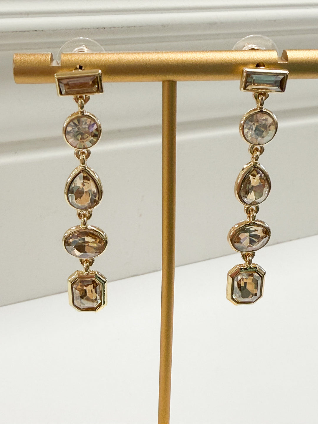 Hazel - Topaz Rhinestone Drop Earrings