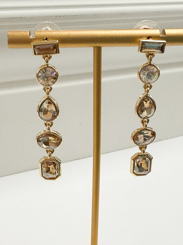 Hazel - Topaz Rhinestone Drop Earrings