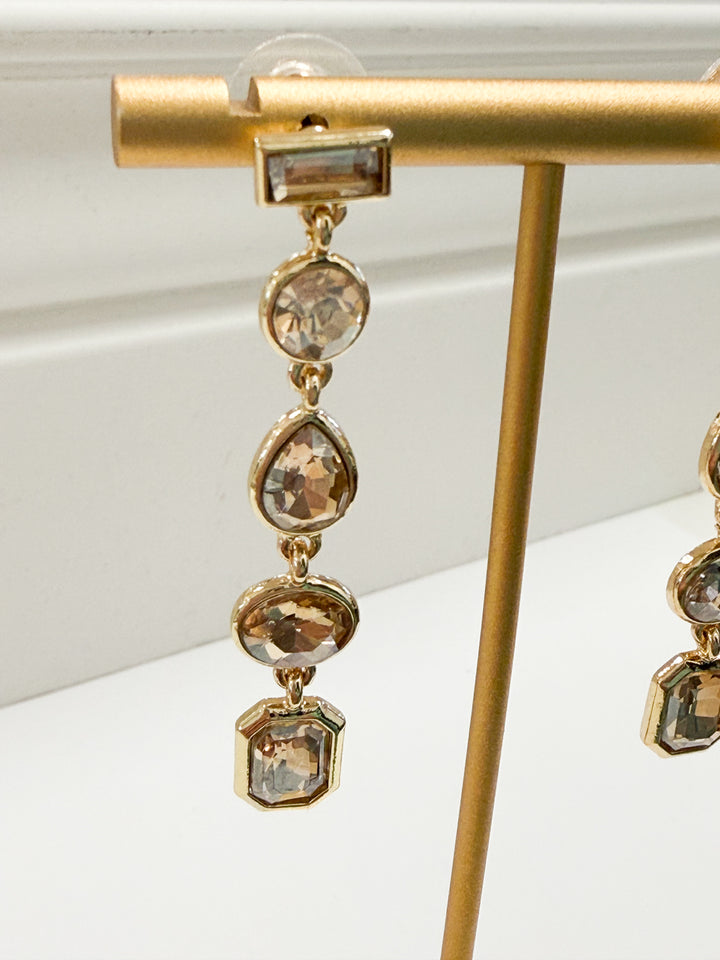 Hazel - Topaz Rhinestone Drop Earrings